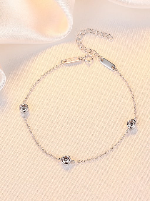 CCUI 925 Sterling Silver With Platinum Plated Delicate Chain Bracelets 2