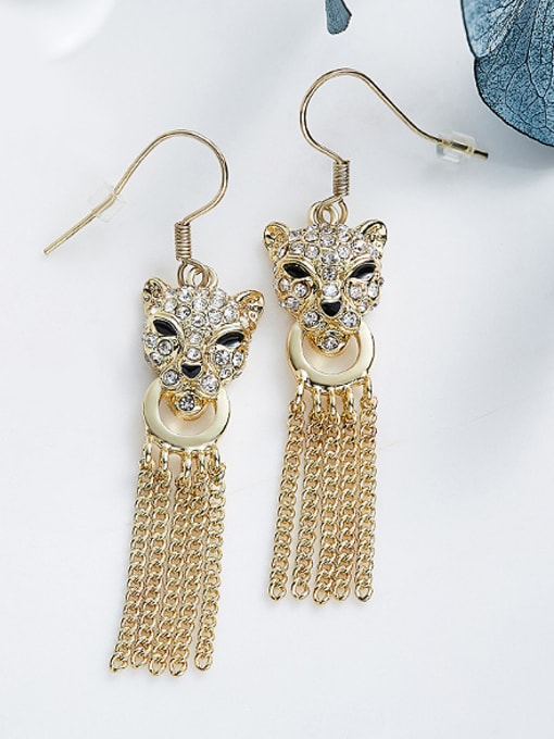 CEIDAI Personalized Tassels Leopard Head Earrings 1
