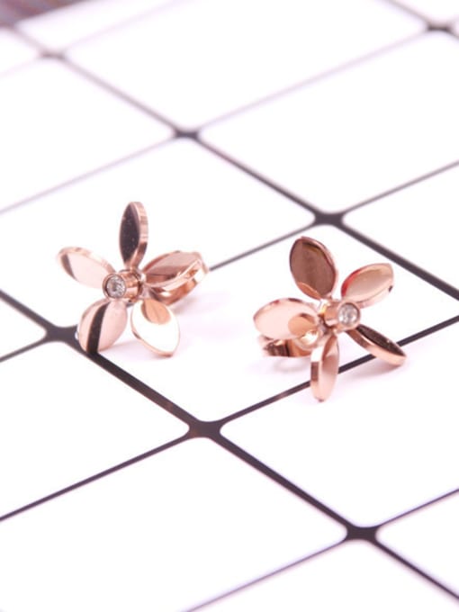 GROSE Titanium Flower Rhinestones Stud Earrings 0