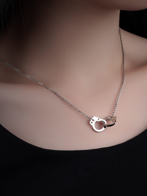 Open Sky Personalized Little Handcuffs Titanium Necklace 1