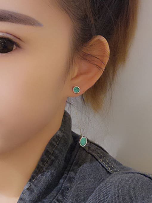 Peng Yuan Fashion Round Turquoise Drop Earrings 1
