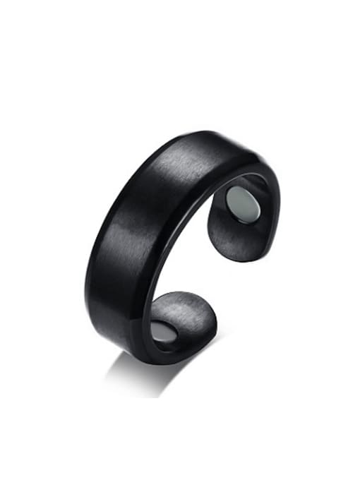 CONG Personality Open Design Black Gun Plated Titanium Ring 0