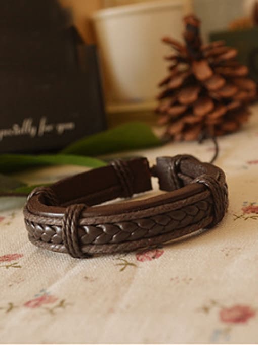 Dandelion Retro Adjustable Cownhide Leather Bracelet 0