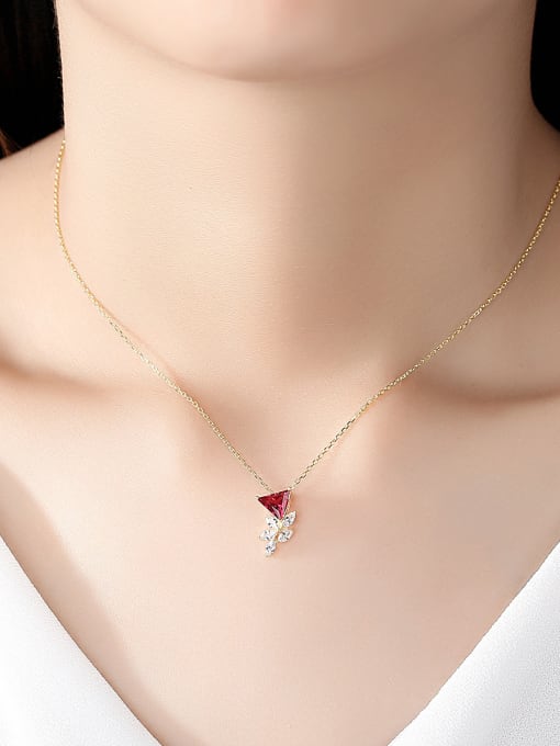 CCUI 925 Sterling Silver With Gold Plated Personality Triangle Necklaces 1