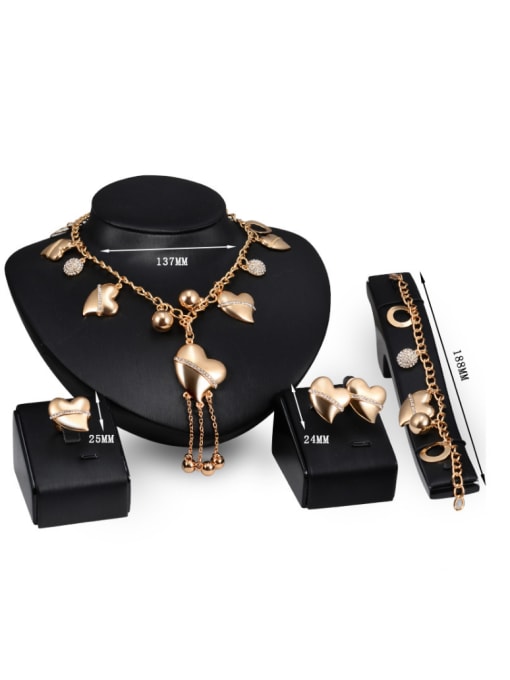 BESTIE Alloy Imitation-gold Plated Fashion Heart-shaped Four Pieces Jewelry Set 2