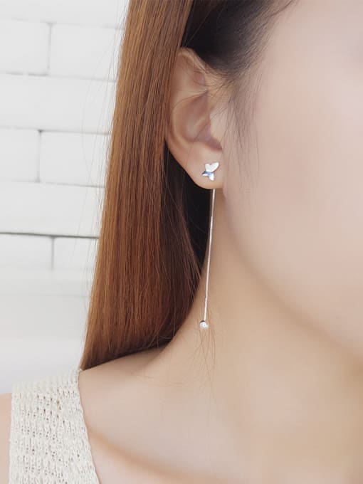 One Silver Women Elegant Bowknot Shaped threader earring 1