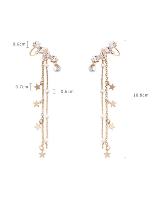 Girlhood Alloy With Imitation Gold Plated Pentagram   Flow Comb Drop Earrings 1