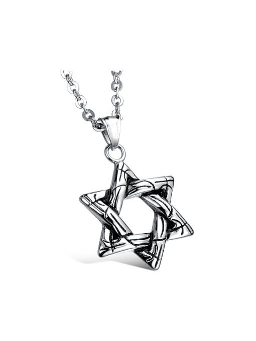 Open Sky Fashion Hollow Six-pointed Star Titanium Necklace 0