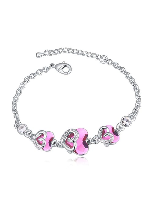 QIANZI Simple Heart austrian Crystals Alloy Bracelet 2