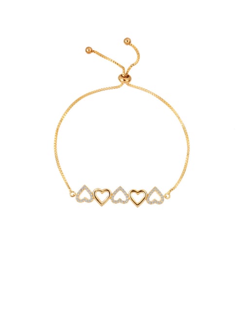 Mo Hai Copper With  Cubic Zirconia Simplistic Heart Adjustable Bracelets 0