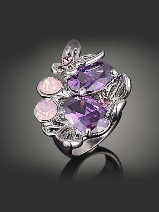 Wei Jia Fashion Purple Zirconias Butterflies Alloy Ring 0