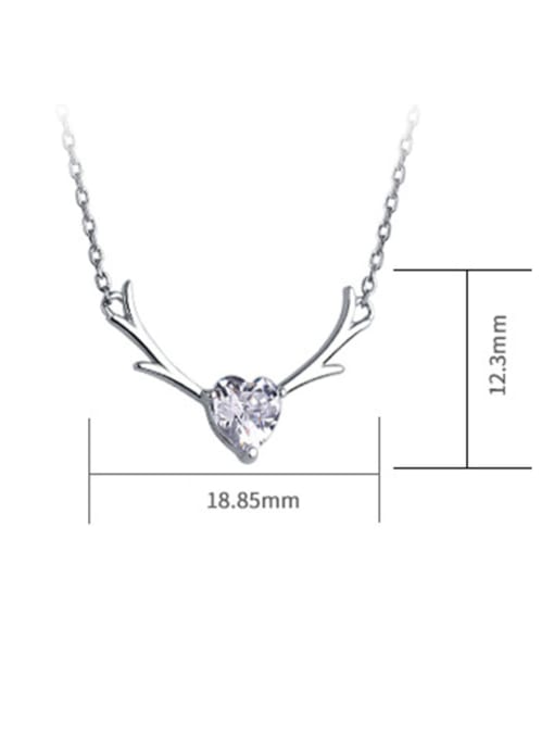 Dan 925 Sterling Silver With Cubic Zirconia Simplistic Elk antler Heart Necklaces 4