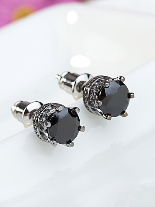 BLING SU Copper inlay six-claw classic AAA zircon exquisite simple earrings 1