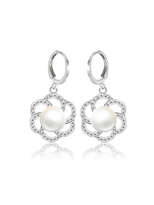 XP Artificial Pearl Flowery Rhinestones Earrings 0