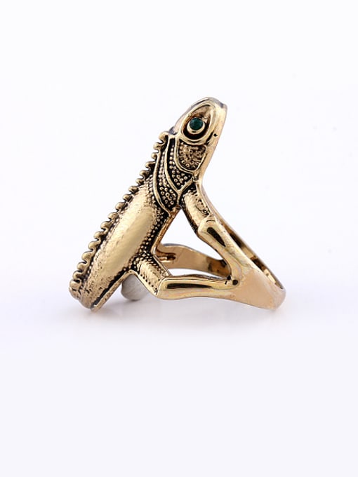 Wei Jia Punk style Antique Gold Plated Lizard Alloy Ring 1