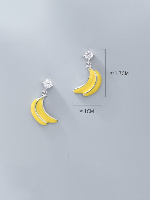 Rosh 925 Sterling Silver With Platinum Plated Cute Banana Stud Earrings 3