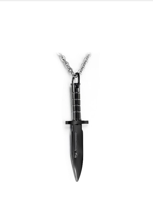 Open Sky Personalized Black Dagger Titanium Necklace 0