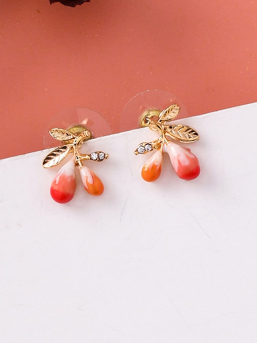 C Cherry Alloy With Rose Gold Plated Cute Flower Stud Earrings