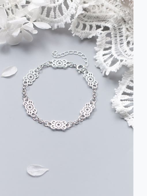 Rosh S925 silver Openwork flowers   Lace bracelet 3