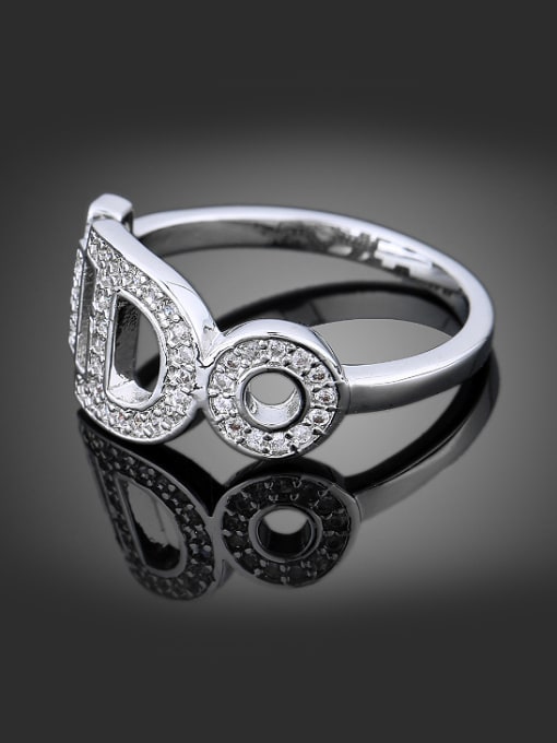 Wei Jia Personalized Monogram Cubic Zirconias Platinum Plated Copper Ring 1