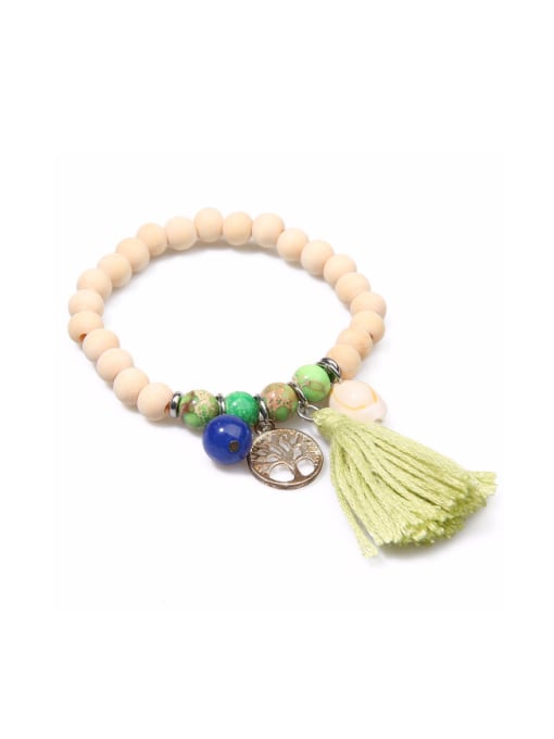 B6050-B Wooded Beads Creative Tassel Accessories Bracelet