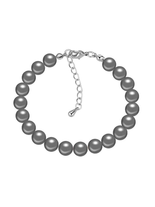 QIANZI Simple Imitation Pearls Platinum Plated Alloy Charm Bracelet 0