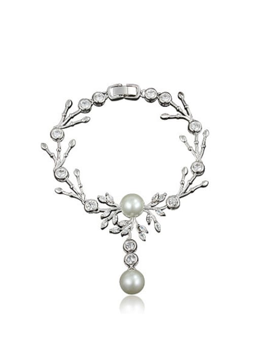 White Gold Elegant 18K Gold Plated Artificial Pearl Bracelet