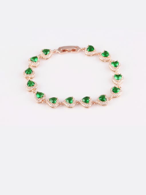 Green Love Heart Premium Zircon European and American Quality Classic Style Bracelet