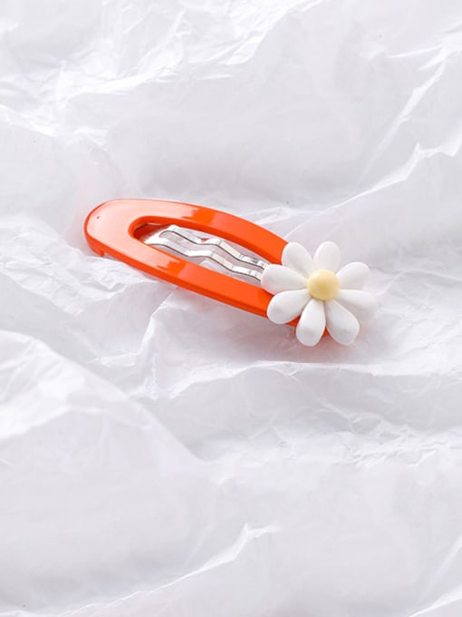 C orange Alloy With Platinum Plated Cute Flower Barrettes & Clips