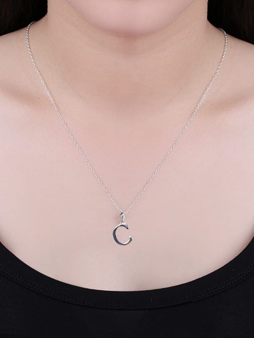 OUXI Simple Letter C Silver Plated Necklace 1