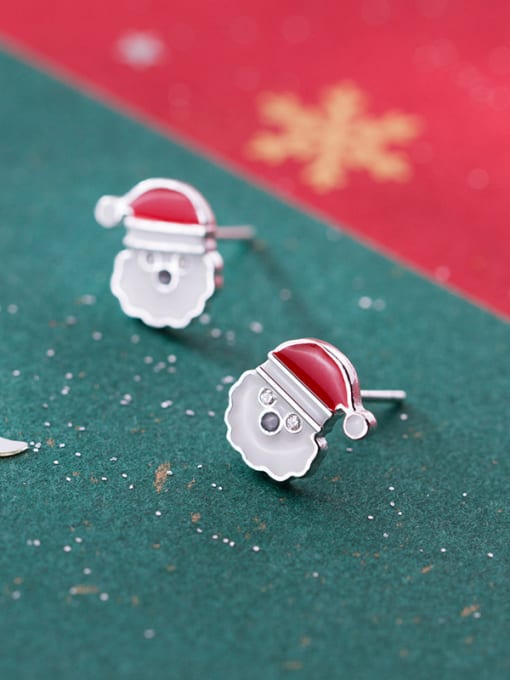 Santa Claus ear studs 925 Sterling Silver With  Cute Christmas gift Stud Earrings