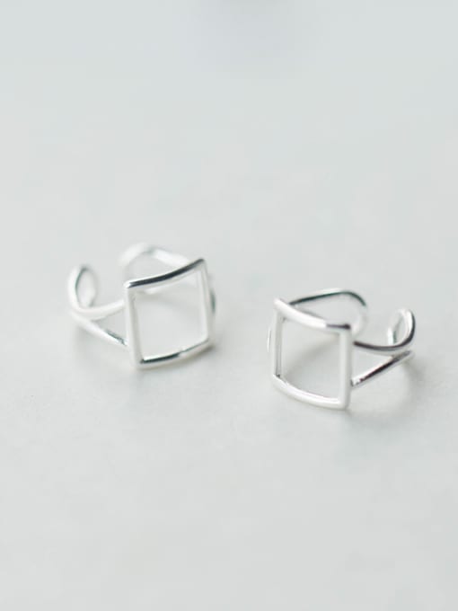 Rosh Fashion Hollow Square Shaped S925 Silver Clip On Earrings 0