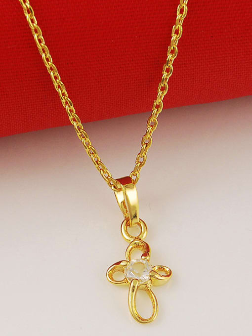 Yi Heng Da All-match Flower Shaped Shining Rhinestone Copper Necklace 2