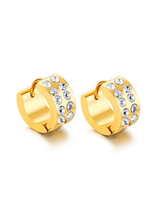 CONG All-match Gold Plated Rhinestone Titanium Clip Earrings 0