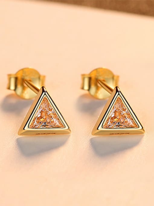 18K-gold 925 Sterling Silver  Simplistic Triangle Stud Earrings