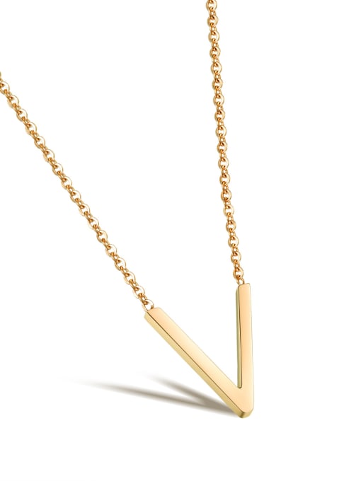 1033 - Gold Stainless Steel With Rose Gold Plated Simplistic Triangle Necklaces