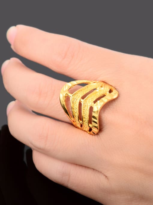 Yi Heng Da Personality 24K Gold Plated Hollow Geometric Design Copper Ring 2