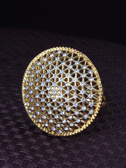 SANTIAGO Luxury 18K Gold Plated Net Design Zircon Ring 2