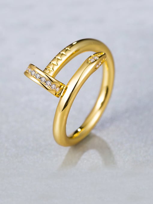 UNIENO 18K Gold Plated Nail Ring