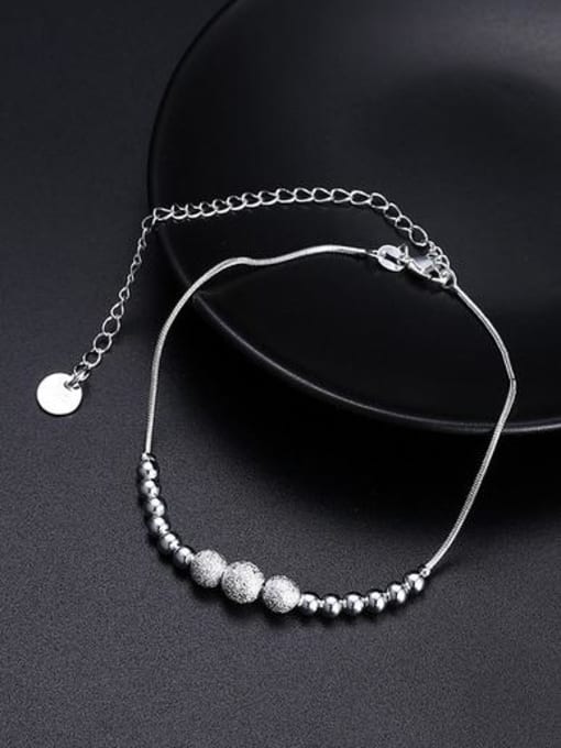 OUXI Simple Beads Silver Plated Anklet 2