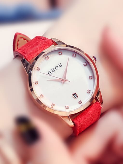Red GUOU Brand Classical Mechanical Women Watch