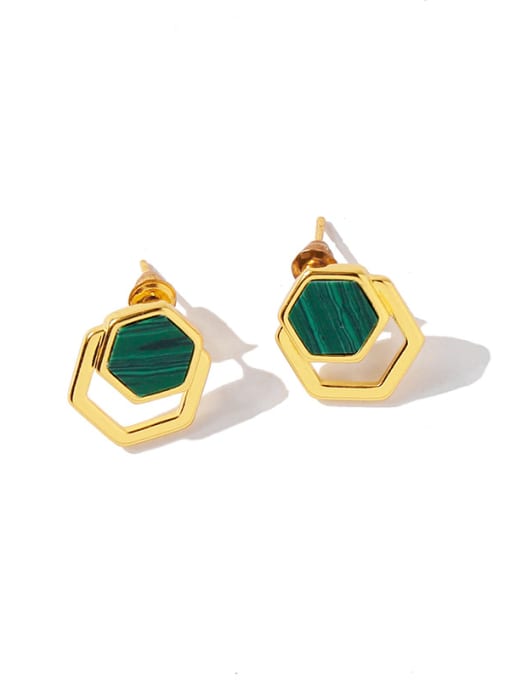 gold green Copper With Gold Plated Simplistic Geometric Drop Earrings