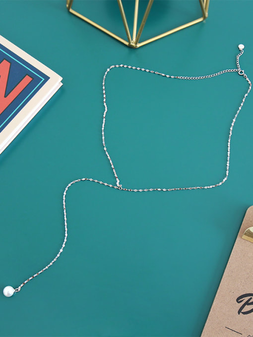 DAKA Sterling silver minimalist imitation pearl necklace 0