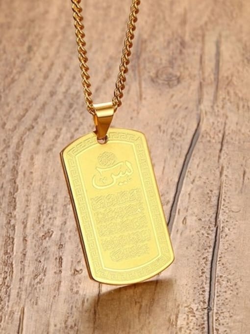 CONG Delicate Gold Plated Square Shaped Titanium Pendant 1