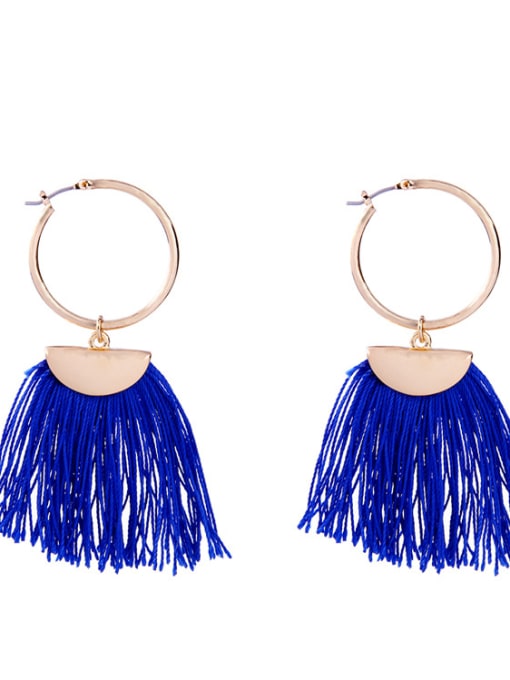 KM Fan and Round Shaped Women Fashion Tassel Earrings 2