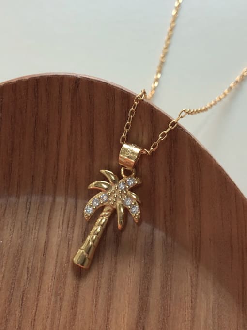 Boomer Cat 925 Sterling Silver With Gold Plated Personality Cross Coconut tree  Necklaces 2