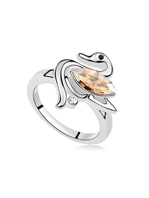 QIANZI Fashion Marquise austrian Crystal Little Swan Alloy Ring