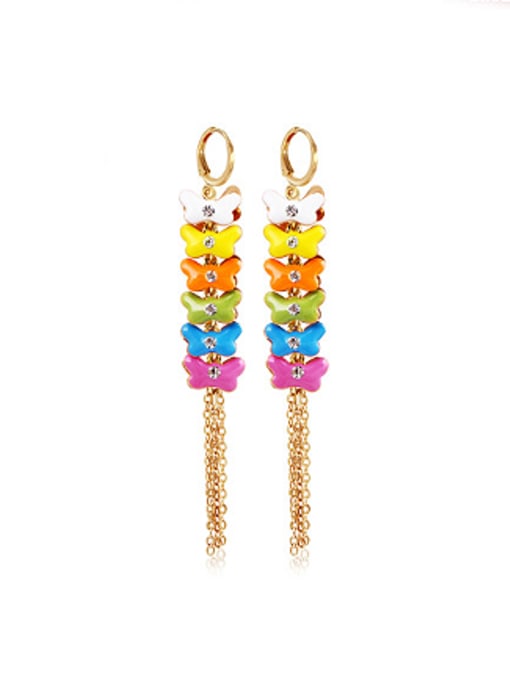 XP Fashion Colorful Butterflies Tassels Drop Earrings 0
