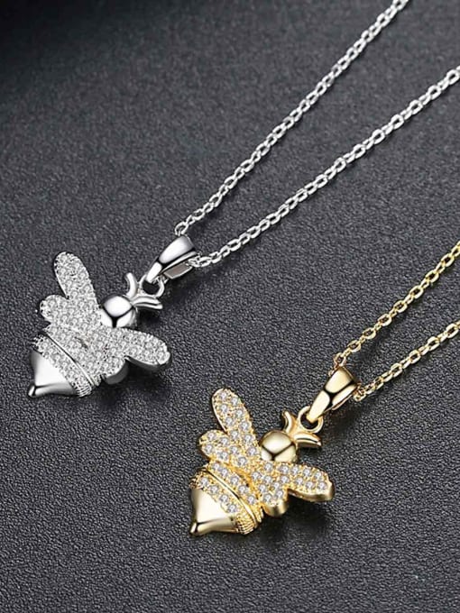 BLING SU Copper With  Cubic Zirconia Trendy Insect  honeybee Necklaces 0