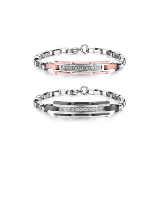 JINDING The New European Stainless Steel Titanium Diamond Couple Bracelet 1